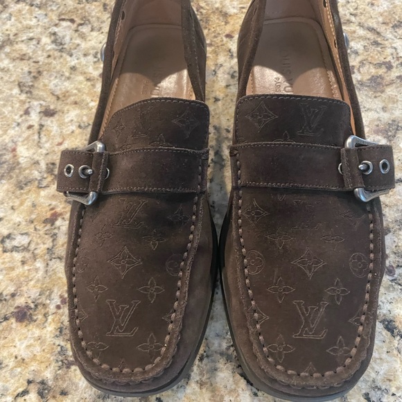 Mens Louis Vuitton Brown Suede Drivers Size 6.5 - Picture 1 of 8